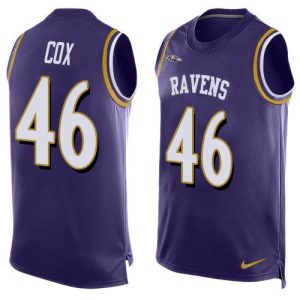 Ravens #46 Morgan Cox Purple Team Color Men's Stitched NFL Limited Dashing Tank Top Jersey