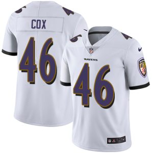 Ravens #46 Morgan Cox White Delightful Men's Stitched NFL Vapor Untouchable Limited Jersey