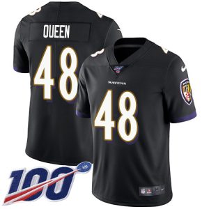 Ravens #48 Patrick Queen Black Premium - grade Alternate Youth Stitched NFL 100th Season Vapor Untouchable Limited Jersey