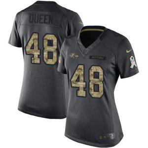 Ravens #48 Patrick Queen Black Women's Stitched NFL Limited 2016 Splendid Salute to Service Jersey