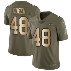 Ravens #48 Patrick Queen Olive/Gold Men's Fantastic Stitched NFL Limited 2017 Salute To Service Jersey