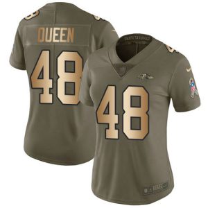 Ravens #48 Patrick Queen Olive/Gold Women's Stitched NFL Limited 2017 Salute To Luxurious Service Jersey
