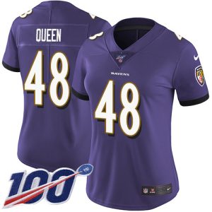 Ravens #48 Patrick Queen Purple Team Color Women's Stitched Alluring NFL 100th Season Vapor Untouchable Limited Jersey