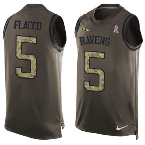 Ravens #5 Charming Joe Flacco Green Men's Stitched NFL Limited Salute To Service Tank Top Jersey