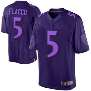 Ravens #5 Joe Distinguished Flacco Purple Men's Stitched NFL Drenched Limited Jersey