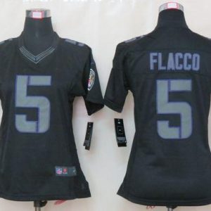Ravens #5 Joe Flacco Black Impact Charming Women's Stitched NFL Limited Jersey