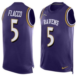 Ravens #5 Joe Flacco Fantastic Purple Team Color Men's Stitched NFL Limited Tank Top Jersey