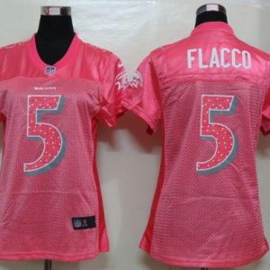 Ravens #5 Joe Flacco Pink Sweetheart Women's NFL Game Fabulous Jersey
