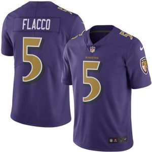 Ravens #5 Joe Flacco Purple Youth Stitched NFL Limited Rush Delightful Jersey