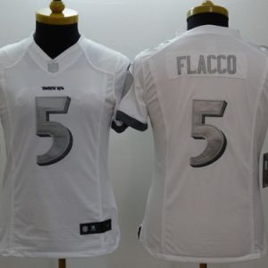 Ravens #5 Joe Flacco White Women's Stitched NFL Limited Platinum Top - notch Jersey