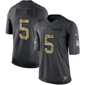 Ravens #5 Marquise Brown Black Youth Stitched NFL Limited 2016 Captivating Salute to Service Jersey