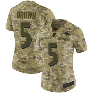 Ravens #5 Marquise Brown Camo Women's Stitched NFL Limited 2018 Salute to Service Striking Jersey