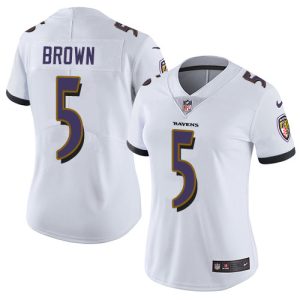 Ravens #5 Marquise Brown White Women's Stitched Terrific NFL Vapor Untouchable Limited Jersey
