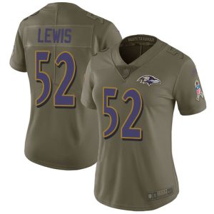 Ravens #52 Ray Lewis Alluring Olive Women's Stitched NFL Limited 2017 Salute to Service Jersey