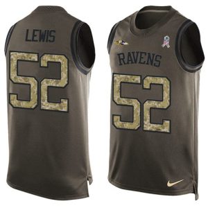 Ravens #52 Ray Lewis Green Men's Stitched Phenomenal NFL Limited Salute To Service Tank Top Jersey