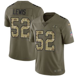 Ravens #52 Ray Lewis Olive/Camo Men's Stitched NFL Limited 2017 Salute To Service Charming Jersey