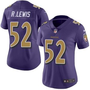 Ravens #52 Terrific Ray Lewis Purple Women's Stitched NFL Limited Rush Jersey
