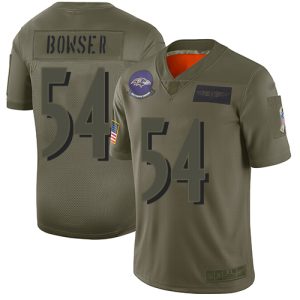 Ravens #54 Tyus Bowser Camo Men's Stitched NFL Limited 2019 Luxurious Salute To Service Jersey