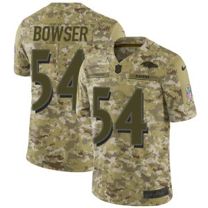 Ravens #54 Tyus Bowser Camo Youth Stitched NFL Limited 2018 Salute to Enchanting Service Jersey