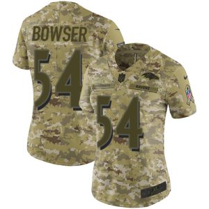 Ravens #54 Tyus Bowser Enchanting Camo Women's Stitched NFL Limited 2018 Salute to Service Jersey
