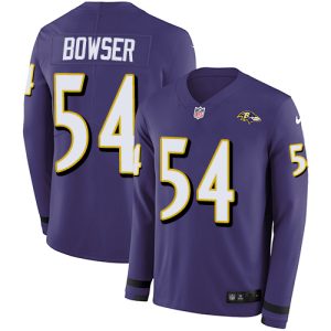 Ravens #54 Tyus Bowser Purple Delightful Team Color Men's Stitched NFL Limited Therma Long Sleeve Jersey