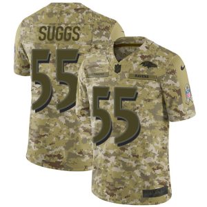 Ravens #55 Fantastic Terrell Suggs Camo Youth Stitched NFL Limited 2018 Salute to Service Jersey