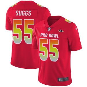 Ravens #55 Terrell Suggs Red Youth Stitched NFL Limited AFC 2018 Premium Pro Bowl Jersey