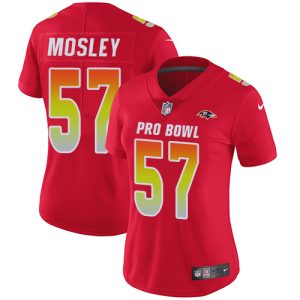 Ravens #57 C.J. Mosley Red Women's Stitched NFL Limited AFC 2019 Pro Bowl Stunning Jersey