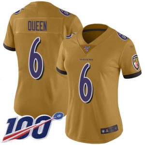 Ravens #6 Patrick Queen Gold Women's Stitched NFL Limited Inverted Legend 100th Sophisticated Season Jersey