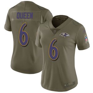 Ravens #6 Patrick Queen Olive Women's Stitched NFL Limited 2017 Salute To Service Jersey Prime