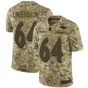 Ravens #64 Impressive Tyler Linderbaum Camo Youth Stitched NFL Limited 2018 Salute To Service Jersey