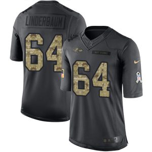 Ravens #64 Tyler Linderbaum Black Men's Stitched NFL Limited Admirable 2016 Salute to Service Jersey