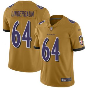 Ravens #64 Tyler Linderbaum Gold Men's Stitched NFL Unique Limited Inverted Legend Jersey