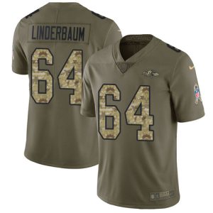 Ravens #64 Tyler Linderbaum Olive/Camo Men's Stitched NFL Prime Limited 2017 Salute To Service Jersey