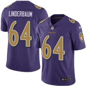 Ravens #64 Tyler Linderbaum Purple Youth Stitched NFL Stylish Limited Rush Jersey