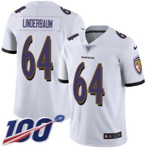 Ravens #64 Tyler Linderbaum White Men's Stitched NFL 100th Season Vapor Untouchable Limited Jersey Admirable