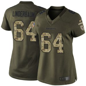 Ravens #64 Unique Tyler Linderbaum Green Women's Stitched NFL Limited 2015 Salute to Service Jersey