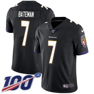 Ravens #7 Rashod Bateman Black Alternate Men's Stitched NFL 100th Season Vapor Gorgeous Untouchable Limited Jersey