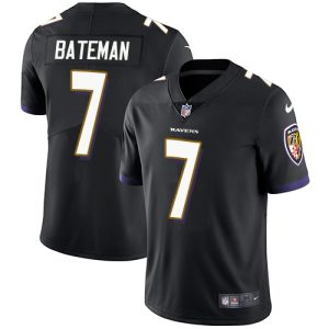 Ravens #7 Rashod Bateman Black Alternate Top - notch Youth Stitched NFL Vapor Untouchable Limited Jersey