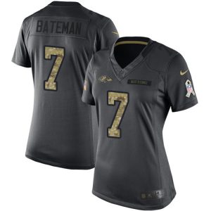 Ravens #7 Rashod Bateman Black Women's Stitched NFL Limited Superior 2016 Salute to Service Jersey