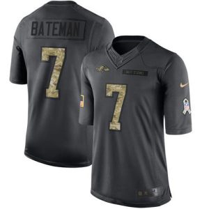 Ravens #7 Rashod Bateman Black Youth Stitched NFL Limited Exceptional 2016 Salute to Service Jersey