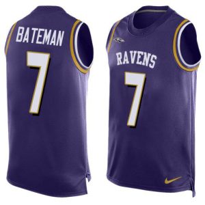 Ravens #7 Rashod Bateman Purple Team Color Men's Stitched NFL Limited Tank Superior Top Jersey