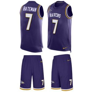 Ravens #7 Rashod Bateman Purple Team Impressive Color Men's Stitched NFL Limited Tank Top Suit Jersey