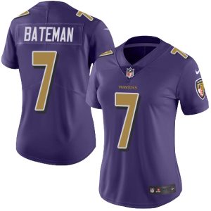 Ravens #7 Rashod Bateman Purple Women's Stitched NFL Limited Unique Rush Jersey