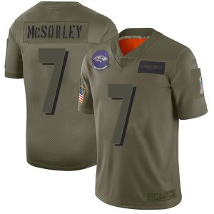 Ravens #7 Trace McSorley Camo Men's Stitched NFL Limited 2019 Salute To Alluring Service Jersey