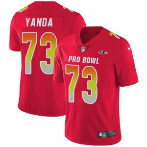 Ravens #73 Marshal Yanda Red Men's Stitched NFL Limited AFC Distinguished 2019 Pro Bowl Jersey