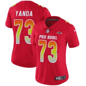 Ravens #73 Marshal Yanda Red Women's Stitched NFL Limited AFC Alluring 2019 Pro Bowl Jersey