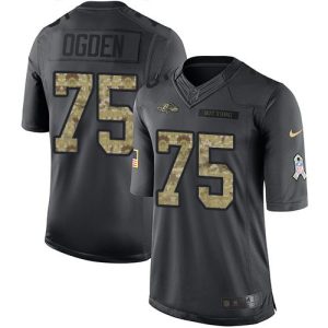 Ravens #75 Jonathan Ogden Exquisite Black Men's Stitched NFL Limited 2016 Salute to Service Jersey