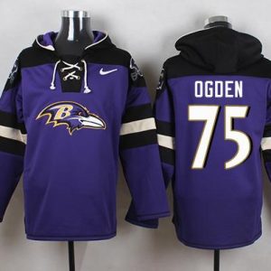 Ravens #75 Jonathan Ogden Purple Outstanding Player Pullover NFL Hoodie