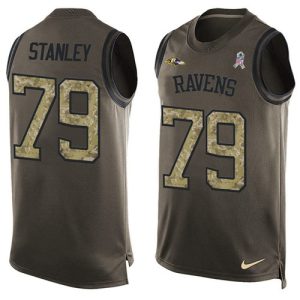 Ravens #79 Ronnie Stanley Green Men's Stitched NFL Limited Salute To Service Tank Splendid Top Jersey